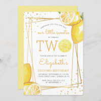 Lemonade Citrus Watercolor 2nd Birthday Party