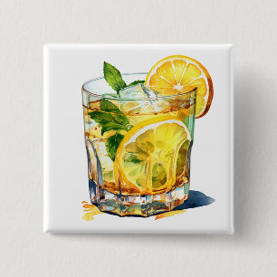 Lemonade Cocktail Drink 15 Cm Square Badge
