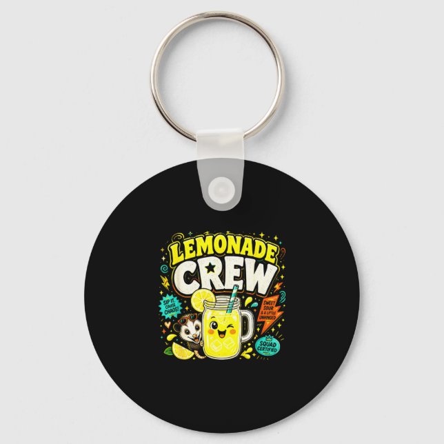 Lemonade crew funny cute kids lemonade stand key ring (Front)