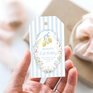 Lemonade Floral Blue Birthday Gift Tag
