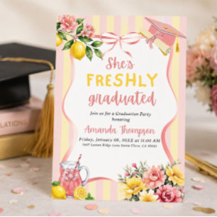 Lemonade Freshly Graduated Lemon Graduation Party Invitation
