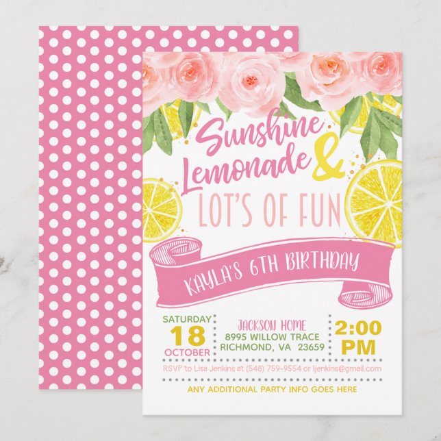 Lemonade Invitation (Front/Back)