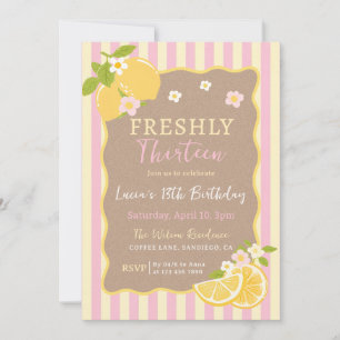 Lemonade Lemon Freshly 13th Birthday Invitation