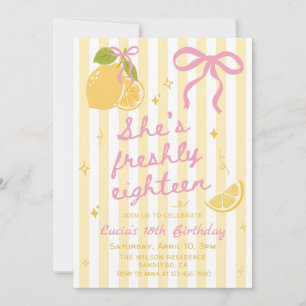 Lemonade Lemon Themed Freshly 18th Birthday Invitation