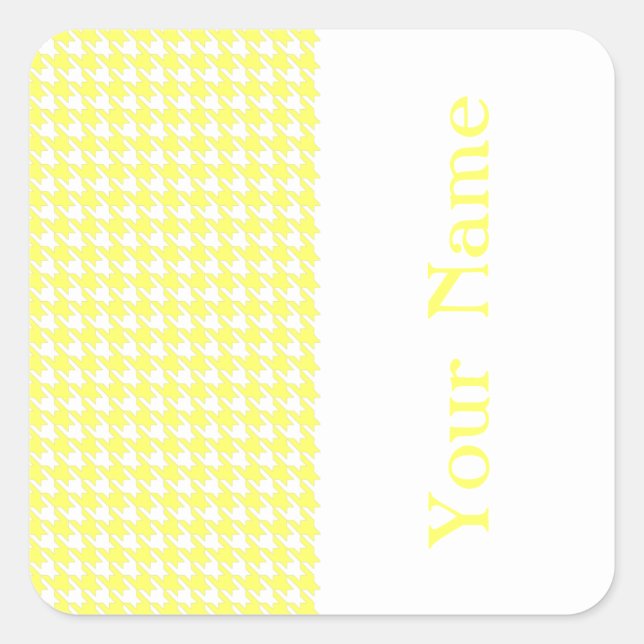 Lemonade Modern Houndstooth with name Square Sticker (Front)