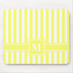 Lemonade Modern Stripe with Monogram Mouse Pad