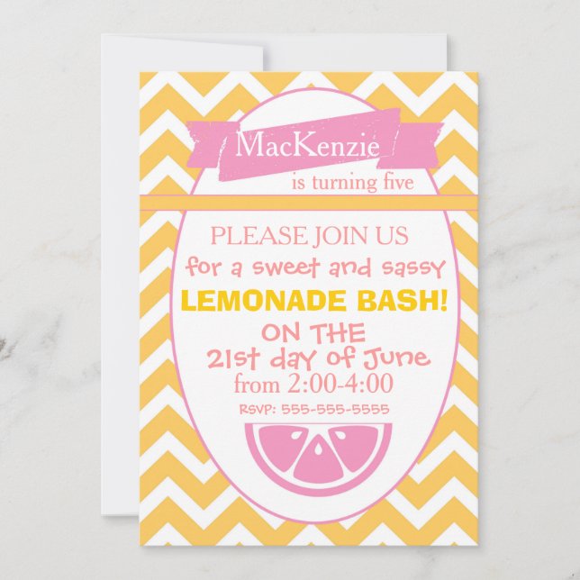 Lemonade Party Invitation (Front)
