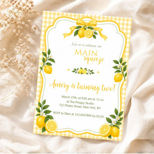 Lemonade Party Main Squeeze Lemon Birthday Invitation