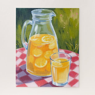 Lemonade Picnic Lemons Fruit Painted Jigsaw Puzzle