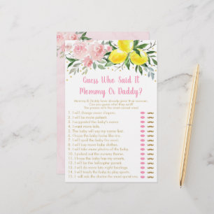 Lemonade Pink Gold Floral Guess Who Said It Game