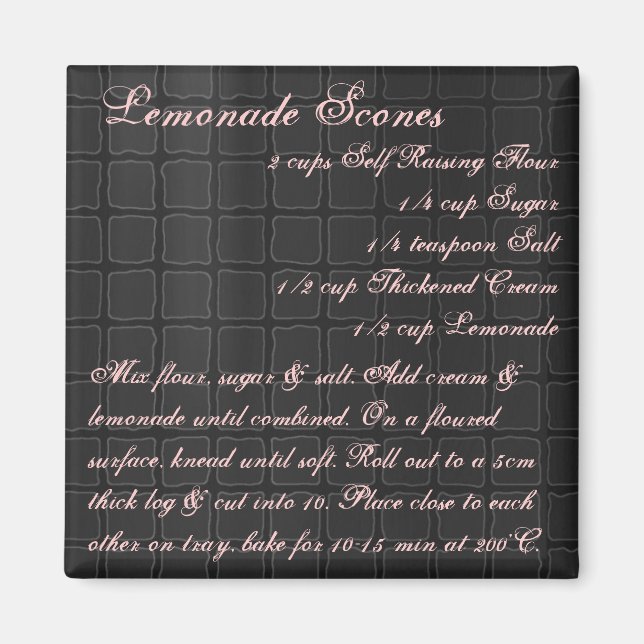 Lemonade Scones Recipe Magnet silk (Front)