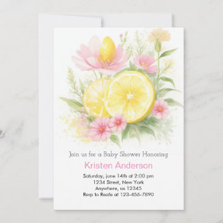 Lemonade Stand Celebration Girl Baby Shower Invitation