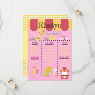 Lemonade Stand Yellow 1st Birthday Party Save The Date