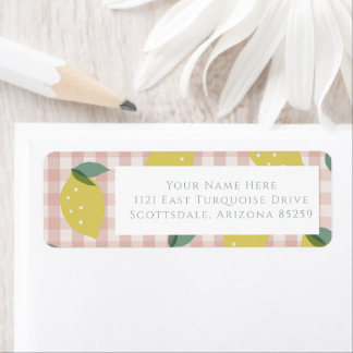 Lemonade Sunshine Pink Plaid Return Address