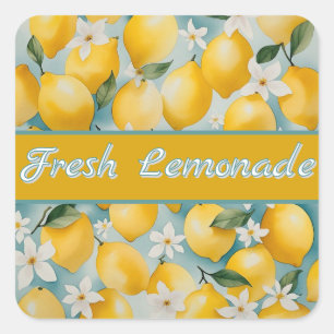Lemonade Watercolor lemon/fruit Square Sticker