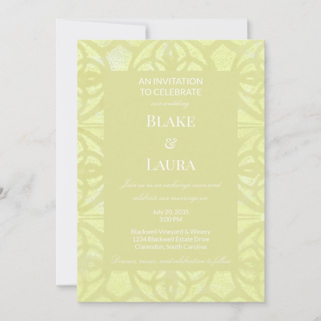 Lemonade Yellow Summer Bright Batik Custom Invitation (Front)