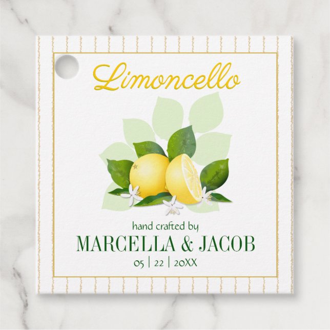 Lemoncello Bottle Wedding Favour Tags (Front)