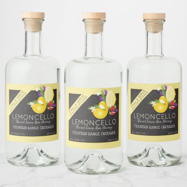 Lemoncello Chalkboard Look Liquor Bottle Label (Bottles)