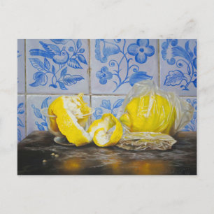 Lemons and Azulejos — Classic Blue & Yellow Still Postcard
