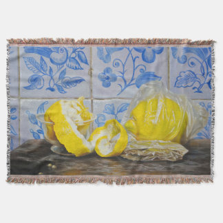 Lemons and Azulejos — Classic Blue & Yellow Still  Throw Blanket