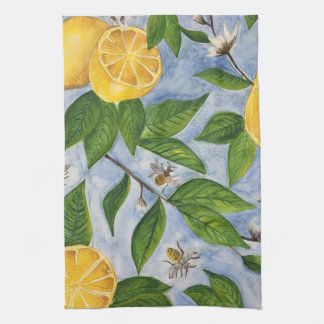 Lemons and Bees Tea Towel