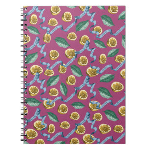 Lemons and blue ribbons pattern spiral notebook