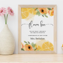 Lemons and Floral Flower Bar Bridal Shower Poster