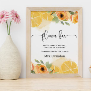 Lemons and Floral Flower Bar Bridal Shower Poster