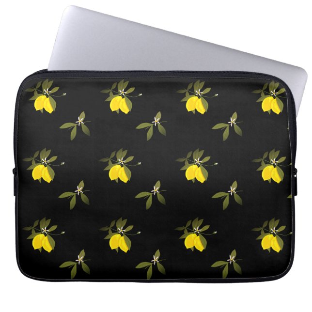 Lemons and flowers laptop sleeve (Front)