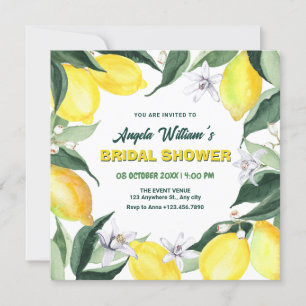 Lemons and Flowers leaf Invitation