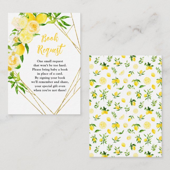 Lemons and Foliage Baby Shower Book Request Enclosure Card (Front/Back)
