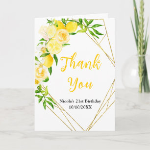 Lemons and Foliage Birthday Thank You Card