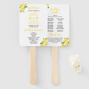 Lemons and Foliage Wedding Program Hand Fan
