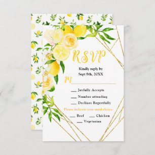 Lemons and Foliage Wedding RSVP Card