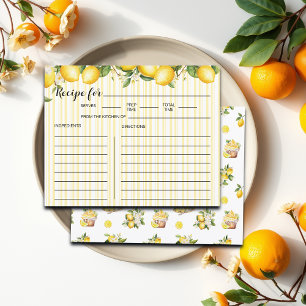 Lemons and Gingham Bridal Shower Recipe Card