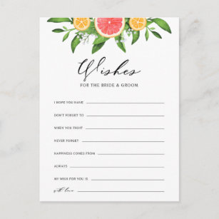 Lemons and Grapefruit Wishes for Bride and Groom Invitation Postcard
