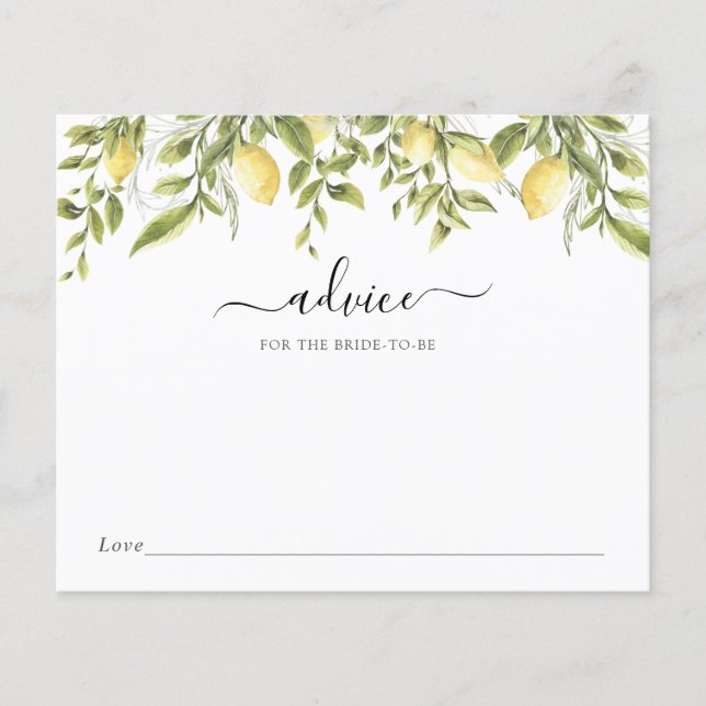 Lemons and Greenery Advice for the Bride-to-Be (Front)