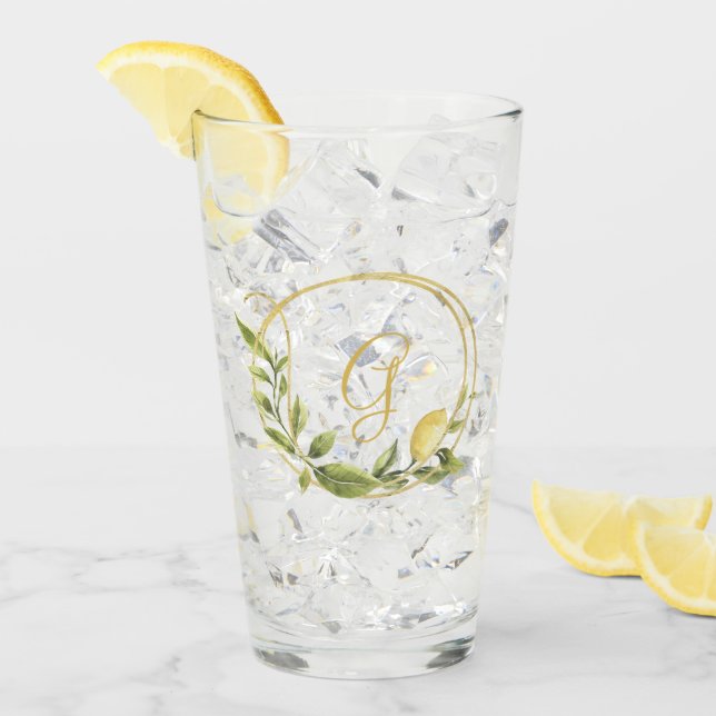 Lemons and Greenery Monogram | Glass (Front Ice)