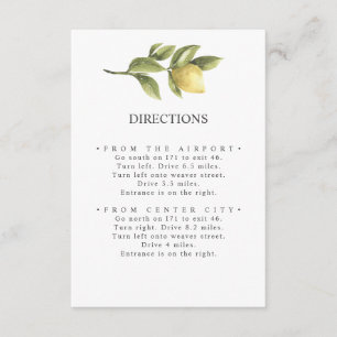 Lemons and leaves Chic rustic WEDDING Directions Enclosure Card