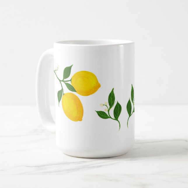 Lemons and Leaves coffee mug (Front Left)