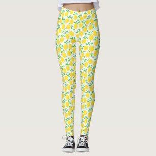 Lemons And Leaves Fruit Pattern Leggings