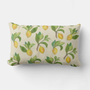 Lemons and Leaves lumbar pillow