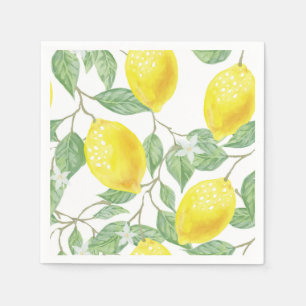 Lemons and Leaves Paper Napkins