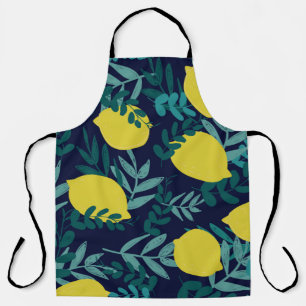 Lemons and leaves pattern apron