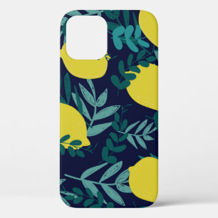 Lemons and leaves pattern iPhone 12 case