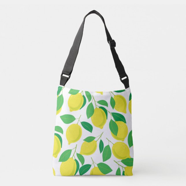 Lemons and leaves pattern crossbody bag (Front)