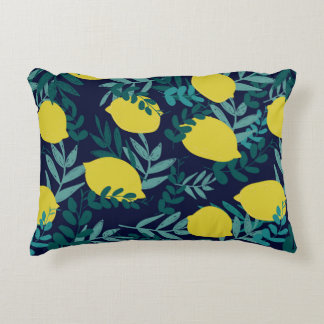 Lemons and leaves pattern decorative cushion