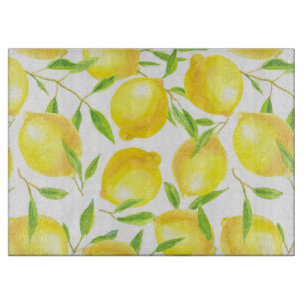 Lemons and leaves  pattern design cutting board