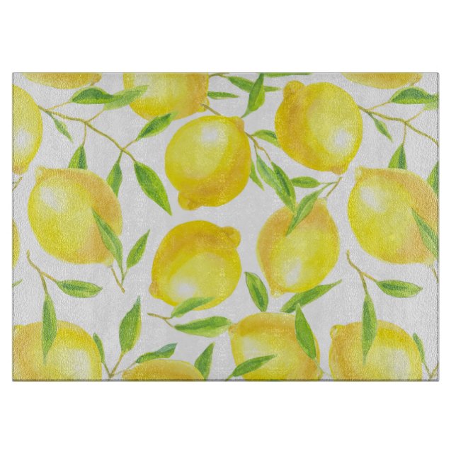 Lemons and leaves  pattern design cutting board (Front)