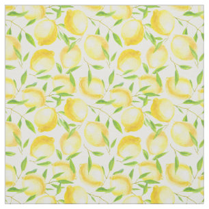 Lemons and leaves  pattern design fabric